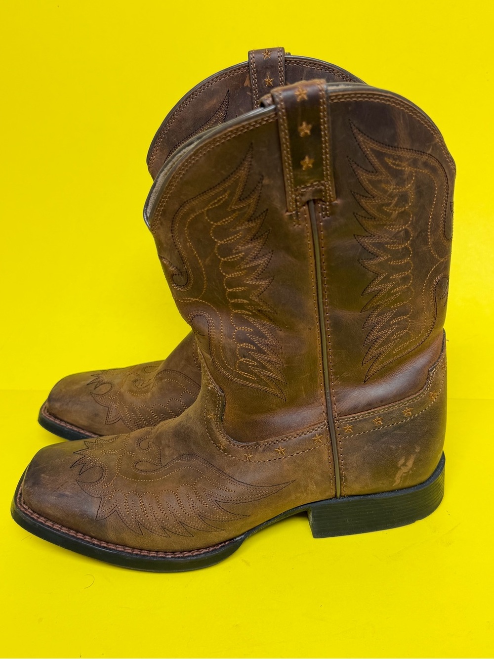 Ariat Honor Boots Children 6 Women 7.5 Western Cowboy Pull On Mid-Calf Brown